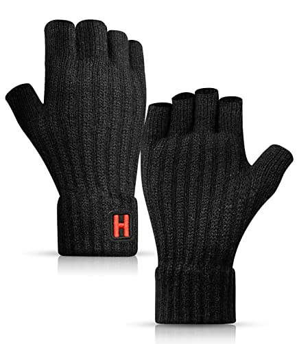 KEECOW Handschuhe Herren Damen,Fingerlose Handschuhe Herren Winter Warme Thermo Fleece Strickhandschuhe für Outdoor Sport Laufen Radfahren Freizeit von KEECOW