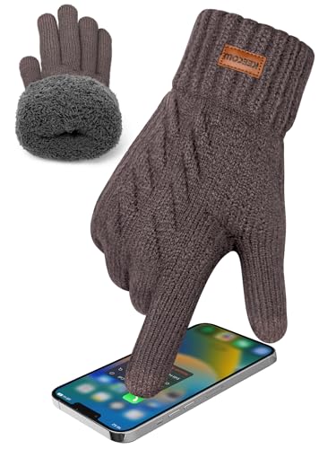 KEECOW Touchscreen Handschuhe Herren Winter Warm, Thermo Handschuhe Herren Winddicht Atmungsaktiv Gefüttert for Outdoor Sports Fahrradfahren Laufen Wandern Skifahren Fahrrad Camping(Kaffee) von KEECOW