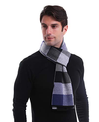 KEECOW Winterschal Herren,30% Merinowolle Herrenschal Winter,Weiche Warm Kaschmir Schal in 4 Farbe(Mit Geschenkbox) (Blau) von KEECOW