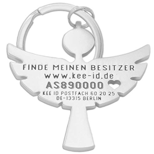 KEEID Keyfinder Schutzengel Schlüsselanhänger mit Herz | inklusive Fundservice | Eleganter Engel Anhänger aus Metall in matt strahlendem Silber| Glücksbringer Geschenk Auto Führerschein von KEEID