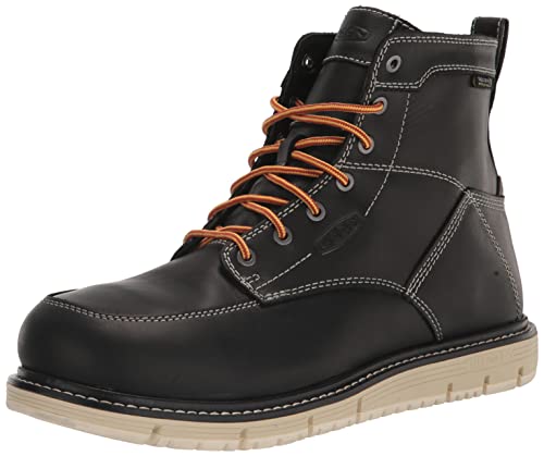 KEEN Utility CSA San Jose Herren Arbeitsstiefel mit Metallkappe, wasserdicht, Keilabsatz, 15,2 cm, Schwarz/gebrochenes Weiß, 45 EU von KEEN Utility