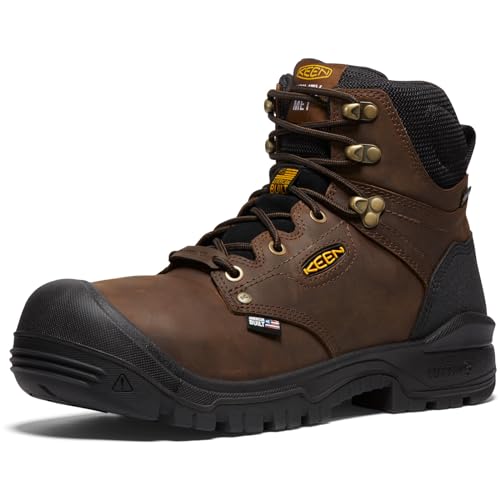 KEEN Utility Independence Herren-Arbeitsstiefel, 15,2 cm, Zehenschutz, interner Mittelfußschutz, wasserdicht, Dunkle Erde/Schwarz, 48 EU von KEEN Utility