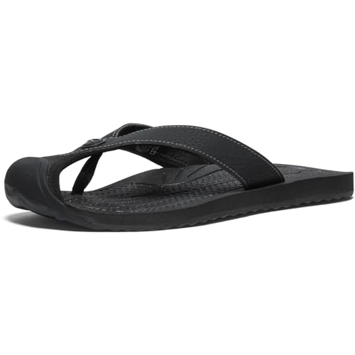 KEEN Damen Barbados Atmungsaktive Bequeme Sandalen Zehenschutz Flip-Flops, Schwarz/Stahlgrau, 38.5 EU von KEEN