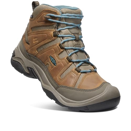 KEEN Damen Circadia Mid Waterproof Wanderstiefel, Toasted Coconut/North Atlantic, 37 EU von KEEN