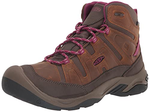 KEEN Damen Circadia Mid Waterproof Wanderstiefel, Syrup/Boysenberry, 37.5 EU von KEEN