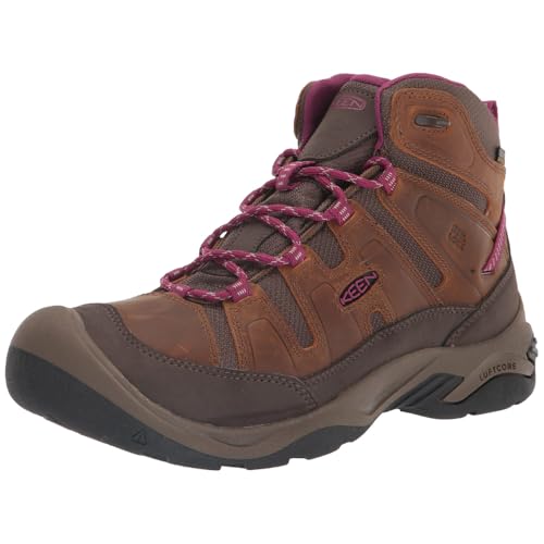 KEEN Damen Circadia Mid Waterproof Wanderstiefel, Syrup/Boysenberry, 38.5 EU von KEEN