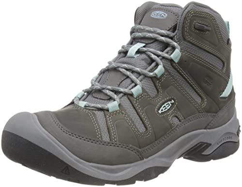 KEEN Damen Circadia Mid Waterproof Wanderstiefel, Steel Grey/Cloud Blue, 35.5 EU von KEEN