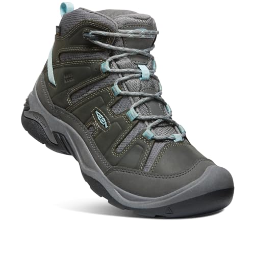 KEEN Damen Circadia Mid Waterproof Wanderstiefel, Steel Grey/Cloud Blue, 37 EU von KEEN