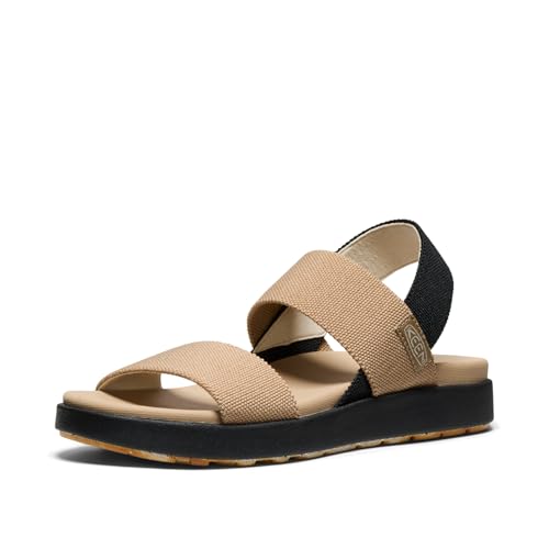 KEEN Damen Elle Backstrap Sandalen mit Keilabsatz, Cornstalk/Black, 38.5 EU von KEEN