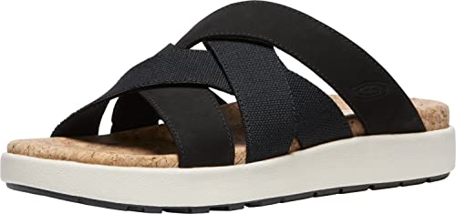 KEEN Damen Elle Mixed Slide Sandalen, Black/Birch, 38.5 EU von KEEN