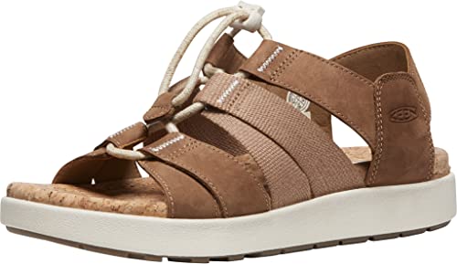 KEEN Damen Elle Mixed Strap Slingback Sandalen, Toasted Coconut/Birch, 38.5 EU von KEEN