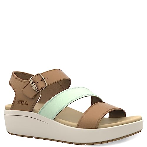 KEEN Damen Ellecity Backstrap Slingback Sandalen, Natural Leather/Clearly Aqua, 39 EU von KEEN