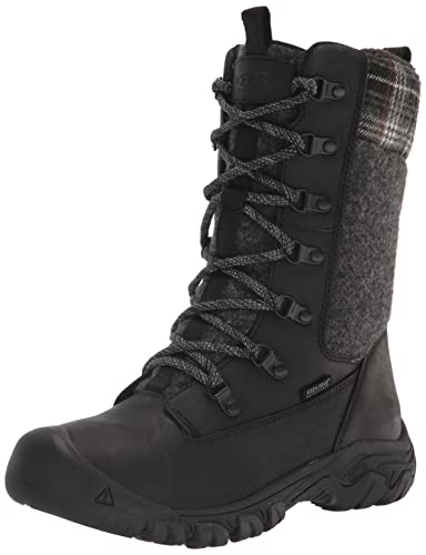 KEEN Damen Greta Tall Boot Waterproof Schneestiefel, Black/Black Plaid, 41 EU von KEEN