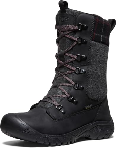 KEEN Damen Greta Tall Boot Waterproof Schneestiefel, Black Plaid2, 41 EU von KEEN