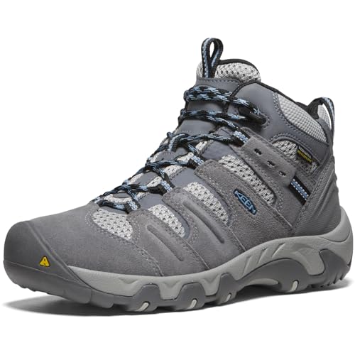 KEEN Damen Headout Mid Waterproof Wanderstiefel, Steel Grey/Blue Heaven, 39.5 EU von KEEN