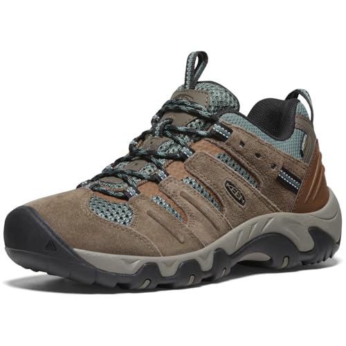 KEEN Damen Headout Waterproof Wanderschuhe, Shitake/Dark Forest, 37.5 EU von KEEN