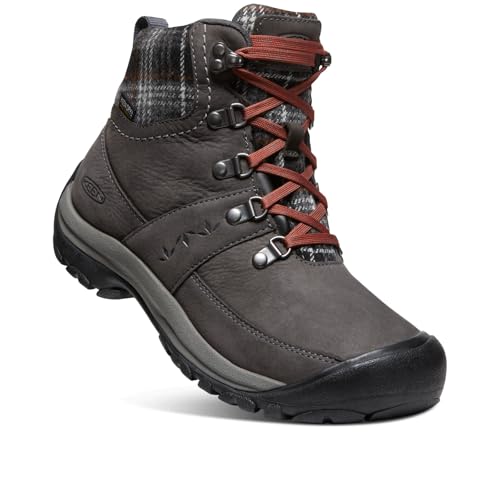 KEEN Damen Kaci 3 Winter Mid Waterproof Winterstiefel, Tortoise Shell/Red Plaid, 40.5 EU von KEEN