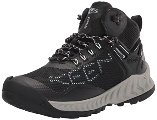 KEEN Damen NXIS Evo Mid Waterproof Wanderstiefel, Black/Blue Glass, 35.5 EU von KEEN