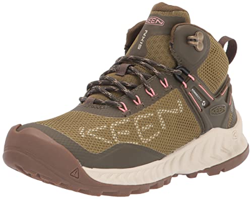 KEEN Women's NXIS Evo Mid Waterproof Hiking Boots, Olive Drab/Birch, 40.5 EU von KEEN