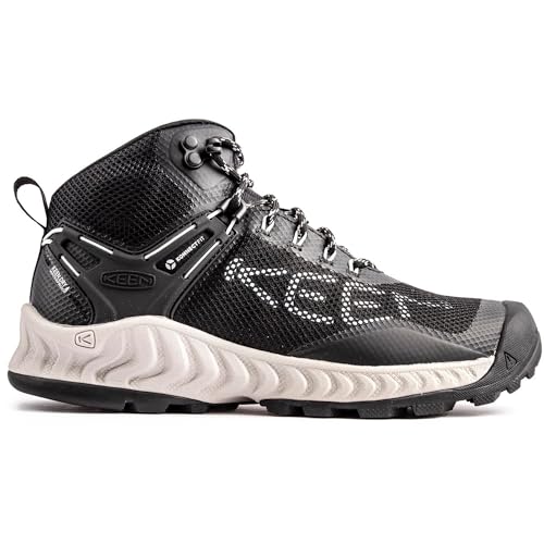 KEEN Damen NXIS Evo Mid Waterproof Wanderstiefel, Black/Blue Glass, 38.5 EU von KEEN