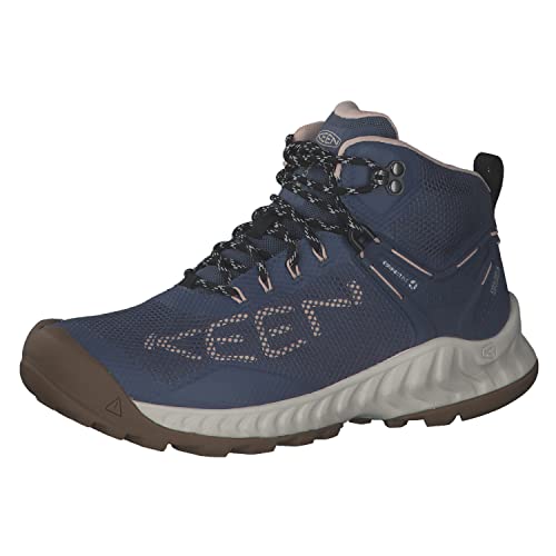 KEEN Damen NXIS Evo Mid Waterproof Wanderstiefel, Vintage Indigo/Harbor Gray, 35 EU von KEEN