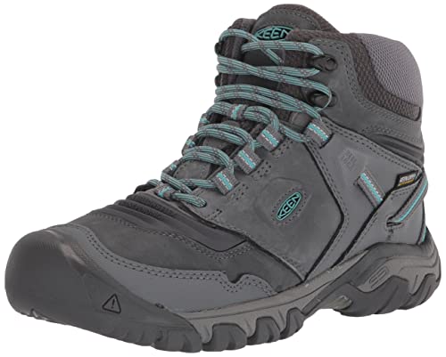 KEEN Damen Ridge Flex Mid Wasserdicht Wanderstiefel Klassische Stiefel, Stahlgraues Porzellan, 38.5 EU von KEEN