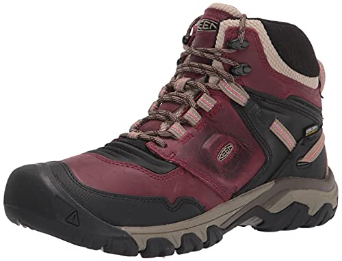 KEEN Damen Ridge Flex Mid Wasserdicht Wanderstiefel Klassische Stiefel, Rhabarber Schwarz, 39 EU von KEEN