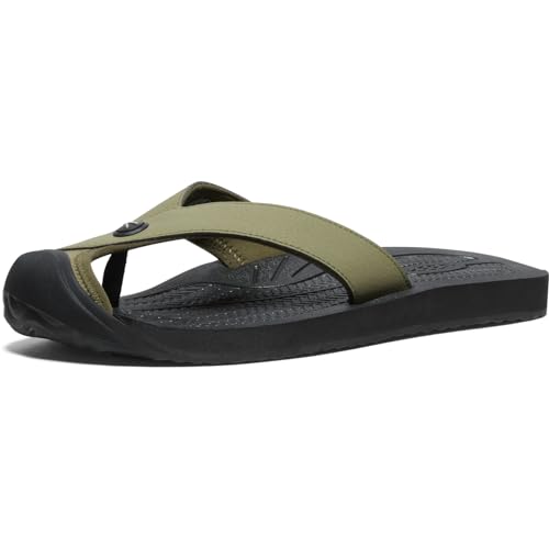 KEEN Herren Barbados Breathable Comfortable Sandals Toe Protection Flip-Flops, Martini Olive/Black, 44.5 EU von KEEN