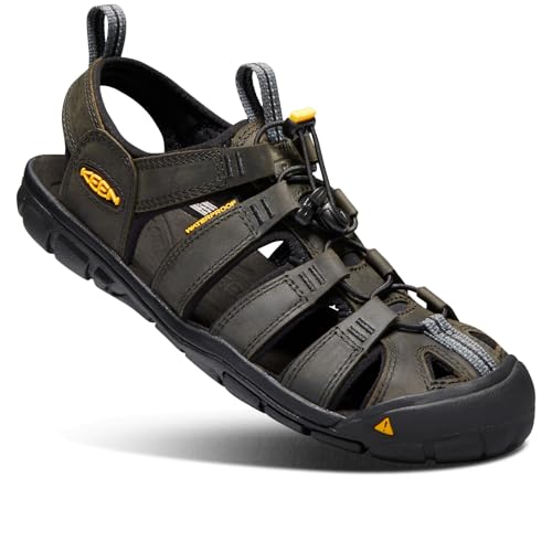 KEEN Herren Clearwater CNX Leather Sandalen, Magnet/Black, 39.5 EU von KEEN