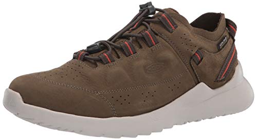 KEEN Herren Highland Leather Waterproof Casual Sneakers, Dunkles Olivgrün/Silber Birke, 41 EU von KEEN