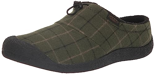 KEEN Herren Howser 3 Slide Comfy Durable Hausschuhe, Dark Olive Plaid, 44.5 EU von KEEN