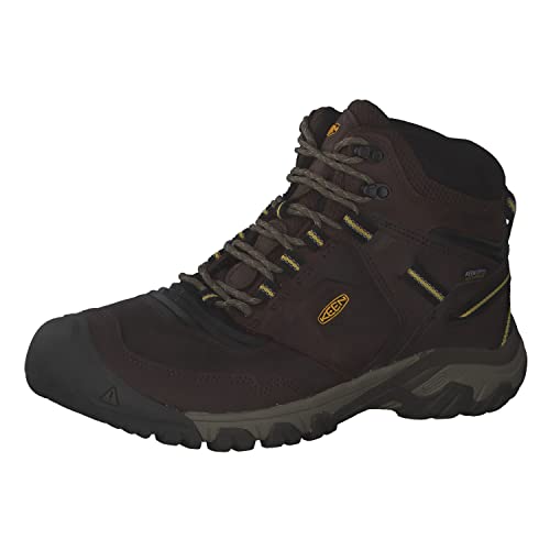 KEEN Herren Ridge Flex Mid Waterproof Wanderstiefel, Coffee Bean Yellow, 43 EU von KEEN