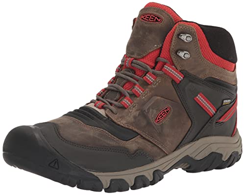 KEEN Herren Ridge Flex Mid Waterproof Wanderstiefel, Dark Olive/Ketchup, 43 EU von KEEN