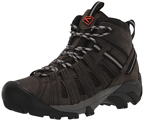 KEEN Herren Voyageur Mid-m Wanderstiefel, Stahlgrau/Scharlachrot Ibis, 45 EU von KEEN