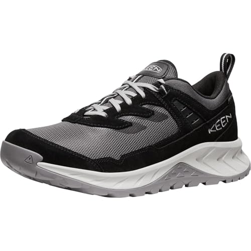 KEEN Hightrail Herren-Wanderschuhe, niedrige Höhe, langlebig, leicht, atmungsaktiv, Leder, wasserdicht, Schwarz/Vapor, 45 EU von KEEN