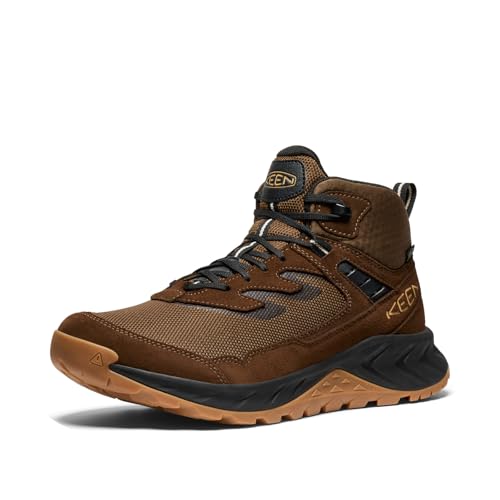 KEEN Hightrail Herren-Wanderstiefel, mittelhoch, langlebig, leicht, atmungsaktiv, Leder, wasserdicht, Dark Earth/Oak Buff, 47 EU von KEEN
