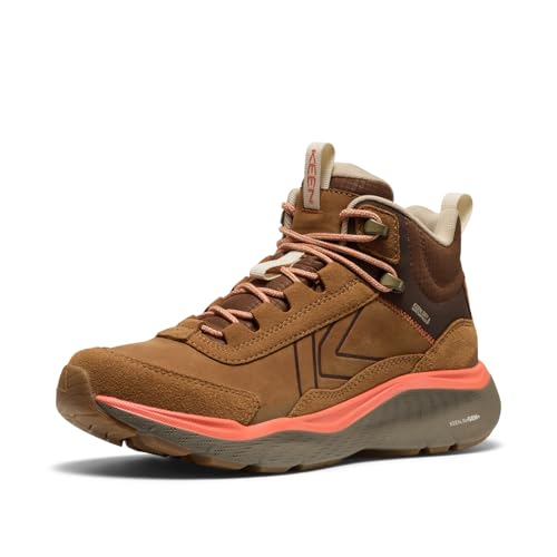 KEEN Leiki Damen Wanderstiefel, mittelhoch, langlebig, leicht, atmungsaktiv, bequem, wasserdicht, Streifenhörnchen/Bison, Größe 10 von KEEN