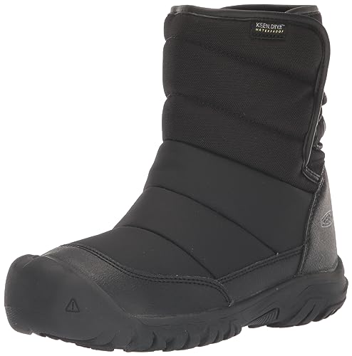 KEEN Unisex-Child Puffrider Insulated Waterproof Durable Easy on Snow Boots, Schwarz/Stahlgrau, 10 Little Kid von KEEN