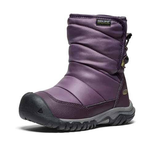 KEEN Puffrider Waterproof Schneestiefel, Black Plum/Daiquiri Green, 34 EU von KEEN