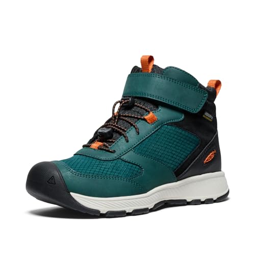 KEEN Unisex Kinder Skua Mid Waterproof Wanderstiefel, Ponderosa Pine/Gold Flame, 36 EU von KEEN