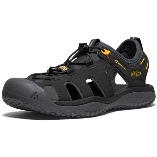 KEEN Herren Solr Sandalen, Black/Gold, 42 EU von KEEN