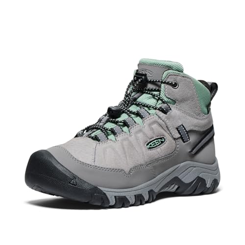 KEEN Unisex Kid's Targhee 4 Mid Waterproof Hiking Boots, Alloy Granite Green, 6 UK von KEEN