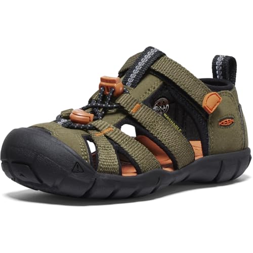 KEEN Uni-Kinder Seacamp 2 CNX Closed Toe Sandalen, Dark Olive/Gold Flame KEEN Uni-Kinder Seacamp 2 CNX Closed Toe Sandalen, Dark Olive/Gold Flame von KEEN