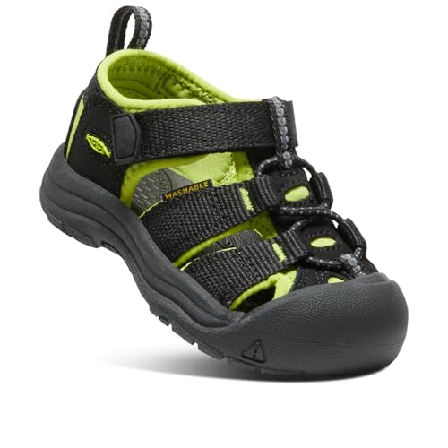 KEEN Unisex Kinder Newport H2 Sandalen, Black Lime Green, 24 EU von KEEN