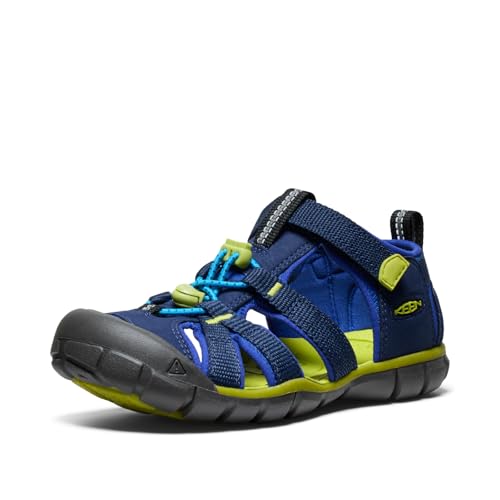 KEEN Jungen Unisex Kinder Seacamp 2 CNX Sandalen, Naval Academy/Chartreuse, 24 EU von KEEN