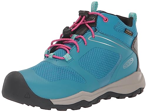 KEEN Unisex Kinder Wanduro Mid Waterproof Wanderstiefel, Fjord Blue Fuchsia Purple, 36 EU von KEEN