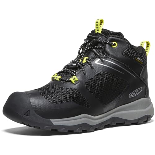 KEEN Unisex Kinder Wanduro Mid Height Waterproof Easy On Durable Sneaker Wanderstiefel, Schwarz Silber, 38 EU von KEEN