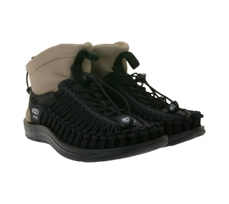 KEEN X HYKE Uneek High-Top Sneaker für Damen Stiefelette mit Bungee-Schnürsystem Freizeit-Schuhe 1027976 Schwarz/Beige von KEEN