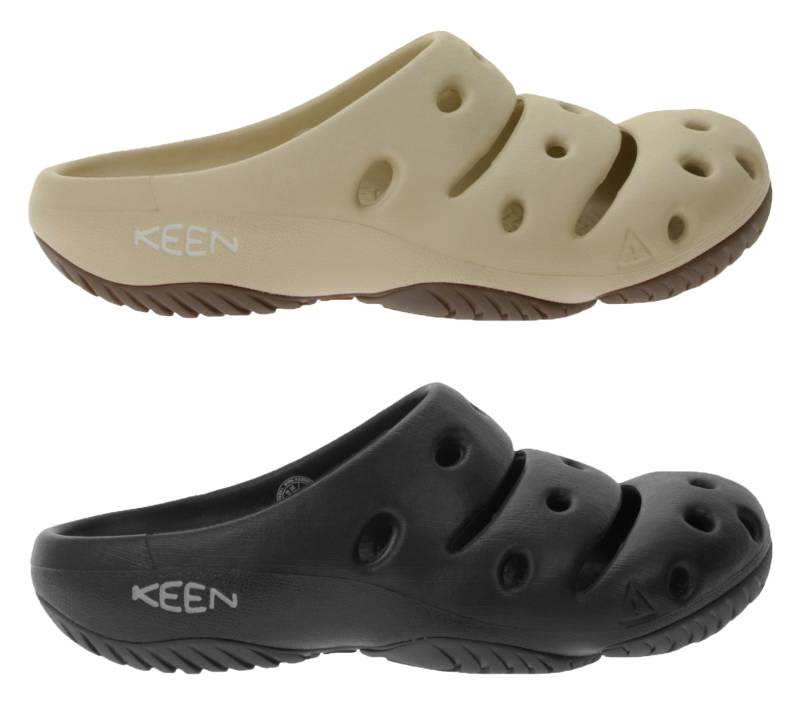 KEEN Yogui Clog für Damen mit Eco Anti-Odor Pantoffeln mit strukturiertem Fußbett Schwarz oder Beige von KEEN