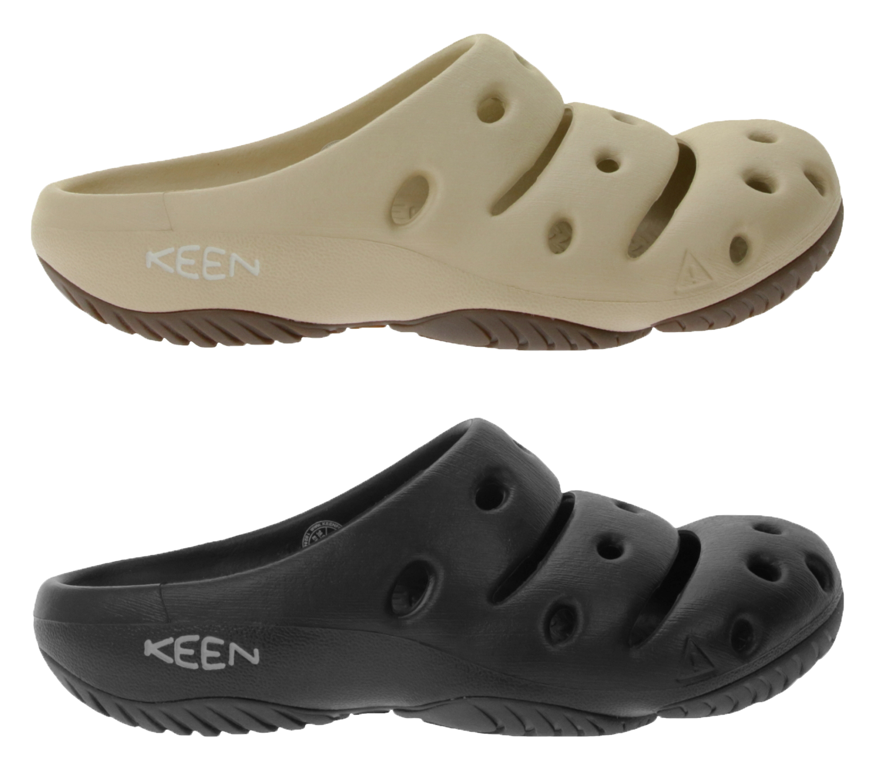 KEEN Yogui Clog für Damen mit Eco Anti-Odor Pantoffeln mit strukturiertem Fußbett Schwarz oder Beige von KEEN
